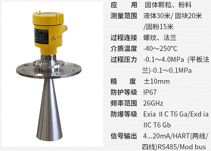 工業(yè)用雷達(dá)液位計RD708技術(shù)參數(shù)表圖