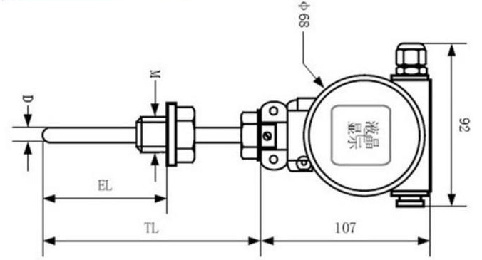 投入式溫度變送器外形尺寸圖