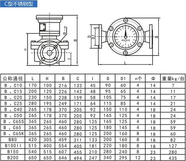 燃油流量計(jì)尺寸對(duì)照表